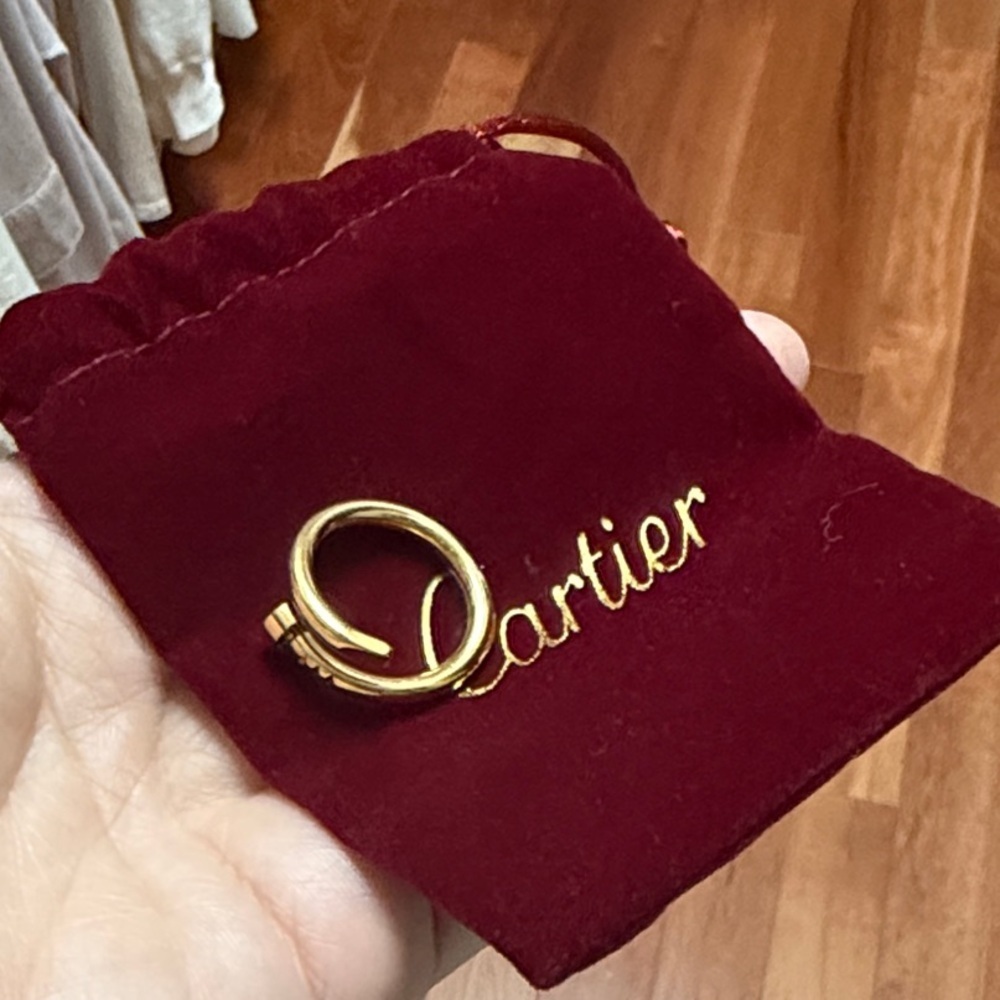 Gold Ring with Burgundy Pouch
